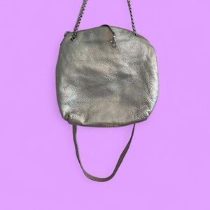 Michael Kors top chain silver metallic shoulder bag